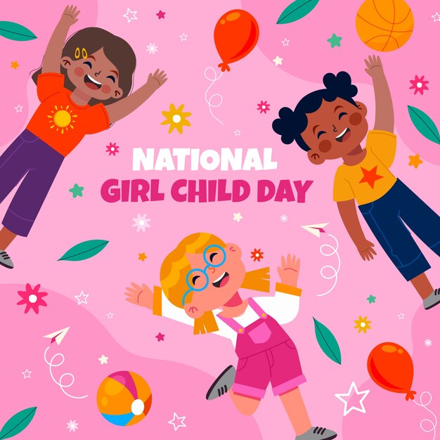 Illustrazione della giornata nazionale della bambina piatta