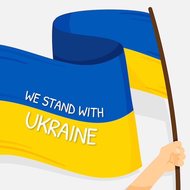 Illustrazione della guerra dell'Ucraina di design piatto disegnato a mano