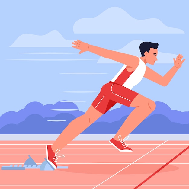 Illustrazione della linea di partenza della gara di design piatto