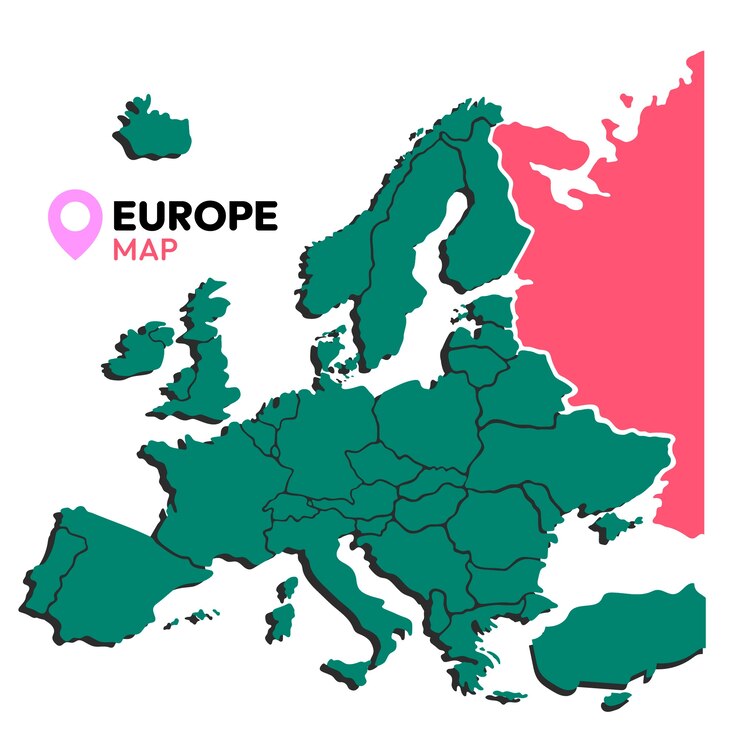 Vettore gratuito illustrazione della mappa dell'europa