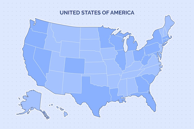 Illustrazione della mappa di contorno degli Stati Uniti disegnata a mano