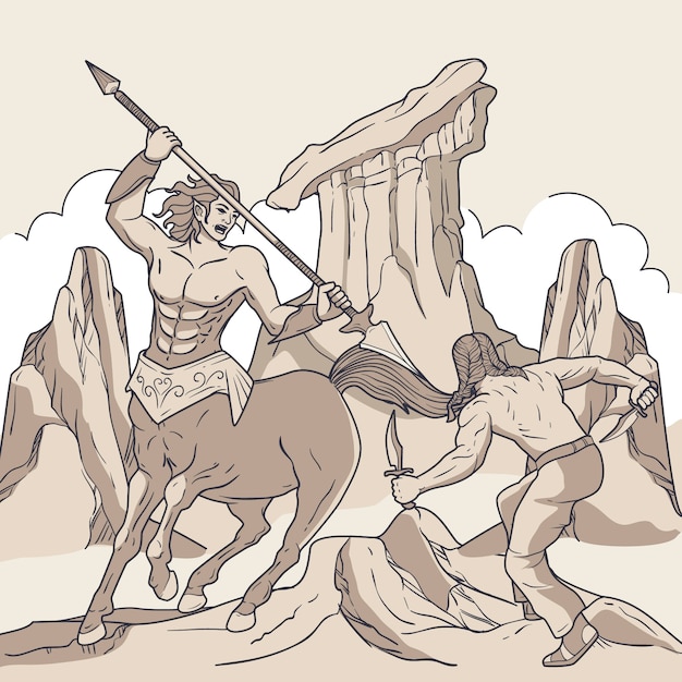 Illustrazione della mitologia greca disegnata a mano