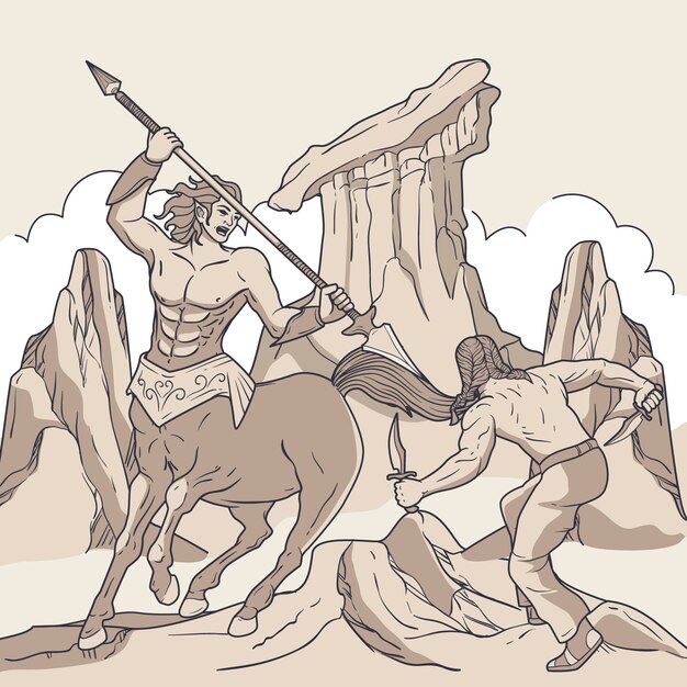 Illustrazione della mitologia greca disegnata a mano