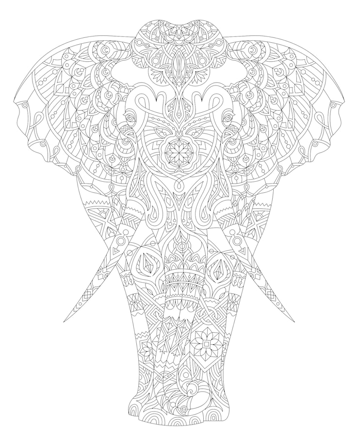 Vettore gratuito illustrazione della pagina da colorare adulto animale