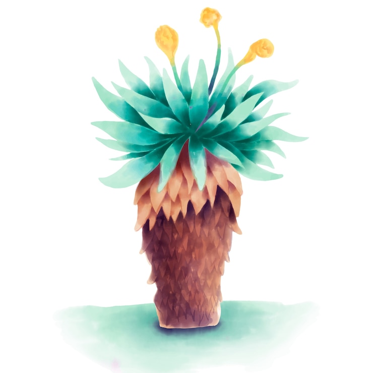 Vettore gratuito illustrazione della pianta del frailejon dell'acquerello