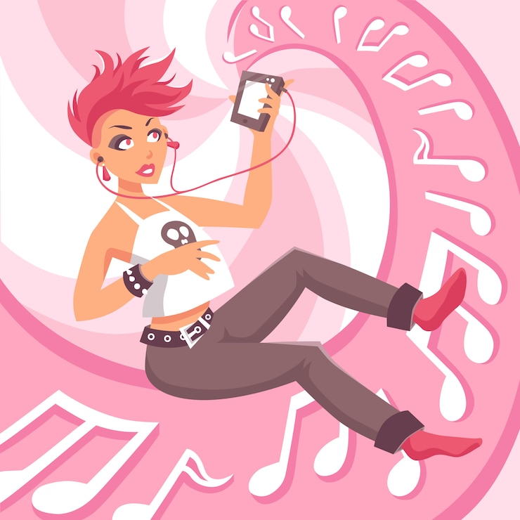Vettore gratuito illustrazione della ragazza di musica