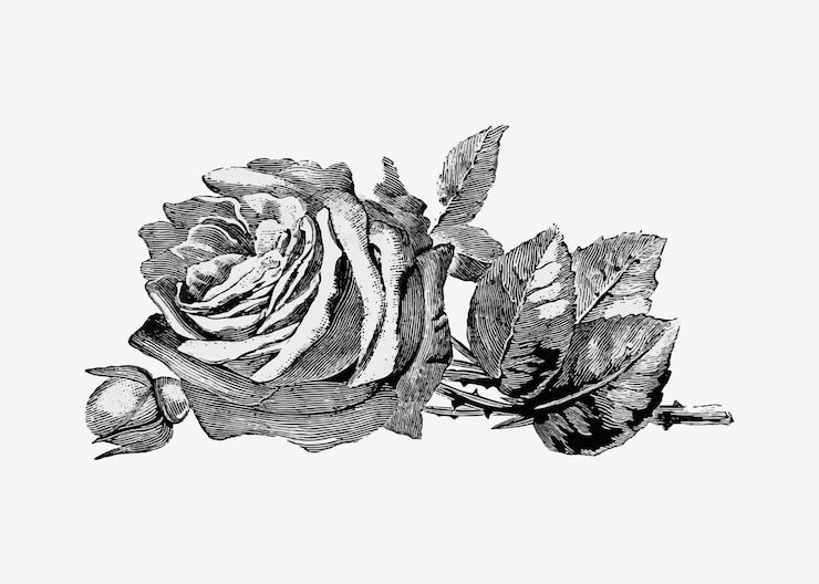 Vettore gratuito illustrazione della rosa dell'annata
