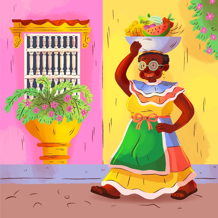 Vettore gratuito illustrazione della scena dell'acquerello in america latina