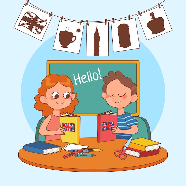 Vettore gratuito illustrazione della scuola inglese disegnata a mano