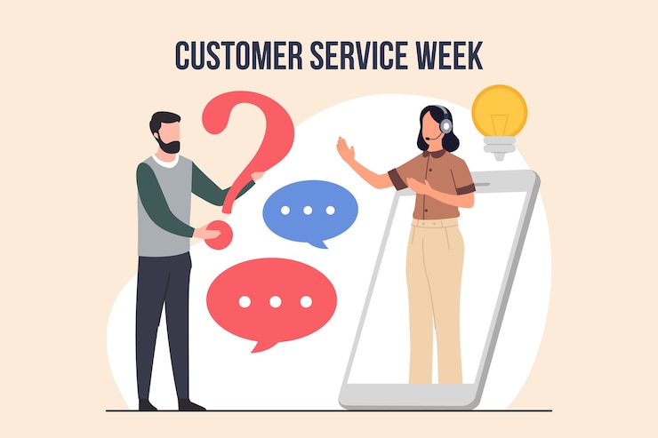 Vettore gratuito illustrazione della settimana del servizio clienti piatto