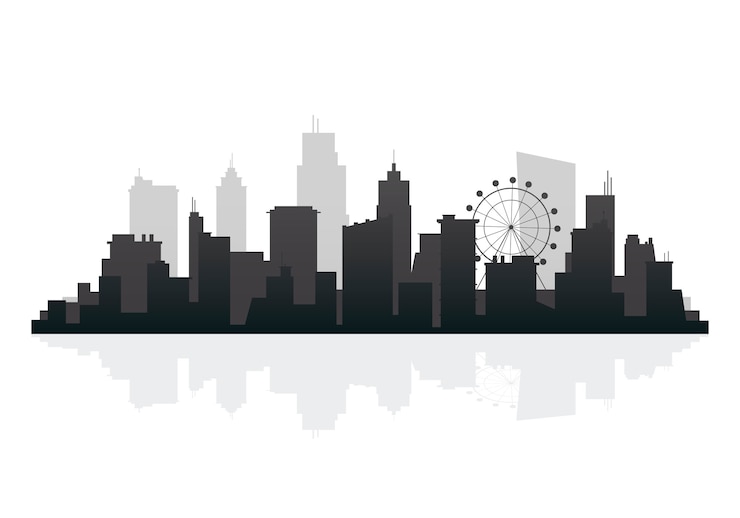 Vettore gratuito illustrazione della silhouette dello skyline