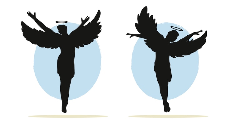 Vettore gratuito illustrazione della silhouette di un angelo disegnata a mano