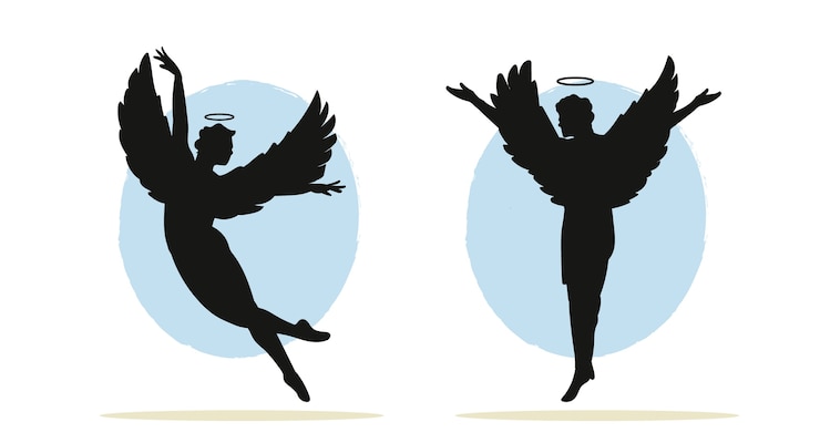 Vettore gratuito illustrazione della silhouette di un angelo disegnata a mano