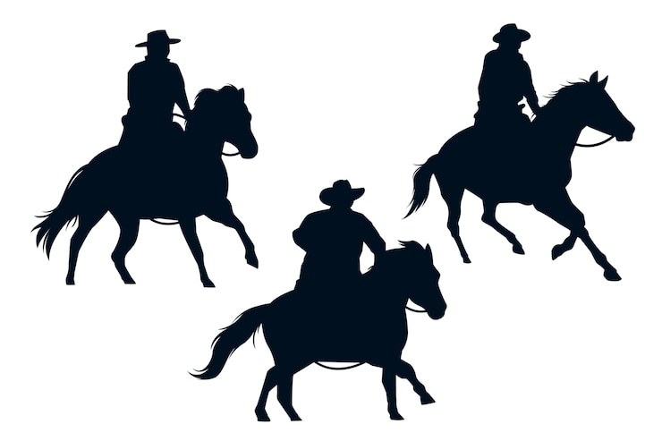 Vettore gratuito illustrazione della siluetta del cowboy di design piatto