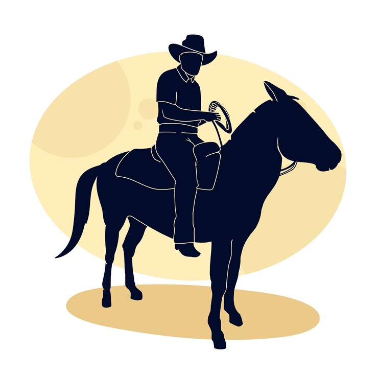 Vettore gratuito illustrazione della siluetta del cowboy di design piatto