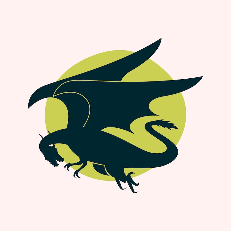 Vettore gratuito illustrazione della siluetta del drago di design piatto