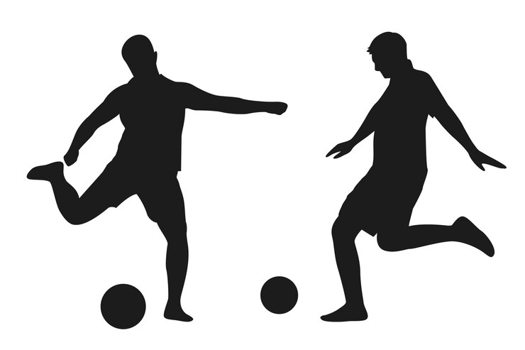 Vettore gratuito illustrazione della siluetta del giocatore di calcio di design piatto