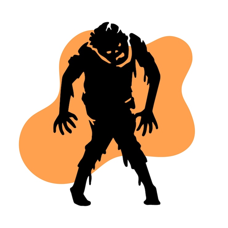 Vettore gratuito illustrazione della siluetta di zombie disegnata a mano