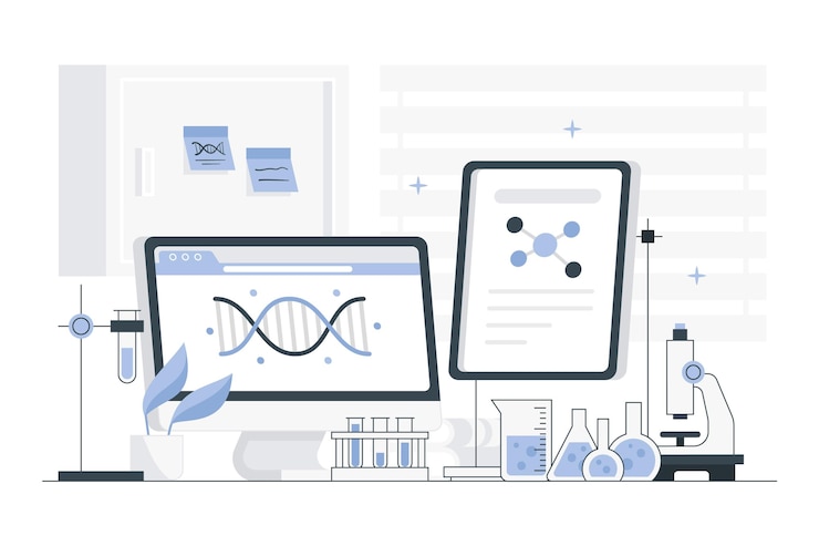 Vettore gratuito illustrazione della stanza del laboratorio piatto