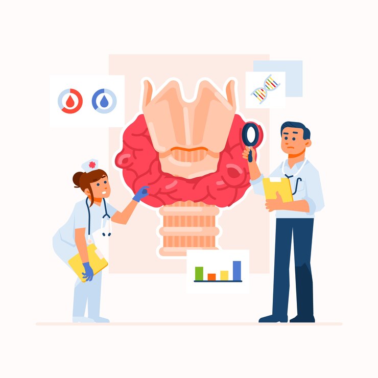 Vettore gratuito illustrazione della tiroide di design piatto disegnato a mano