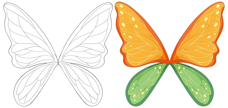 Vettore gratuito illustrazione delle colorate ali di farfalla