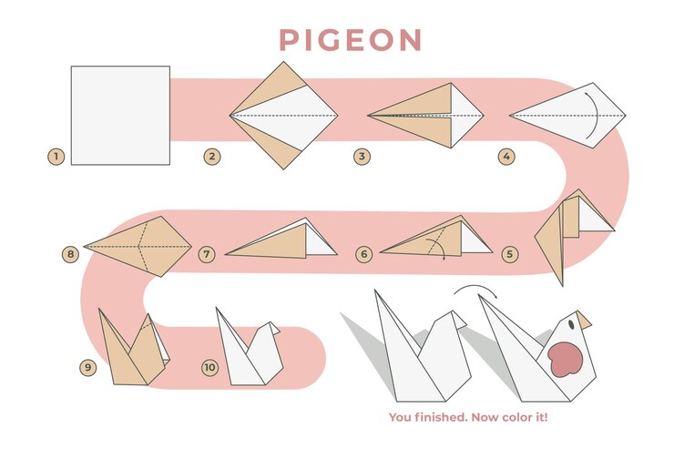 Vettore gratuito illustrazione delle istruzioni origami disegnate a mano