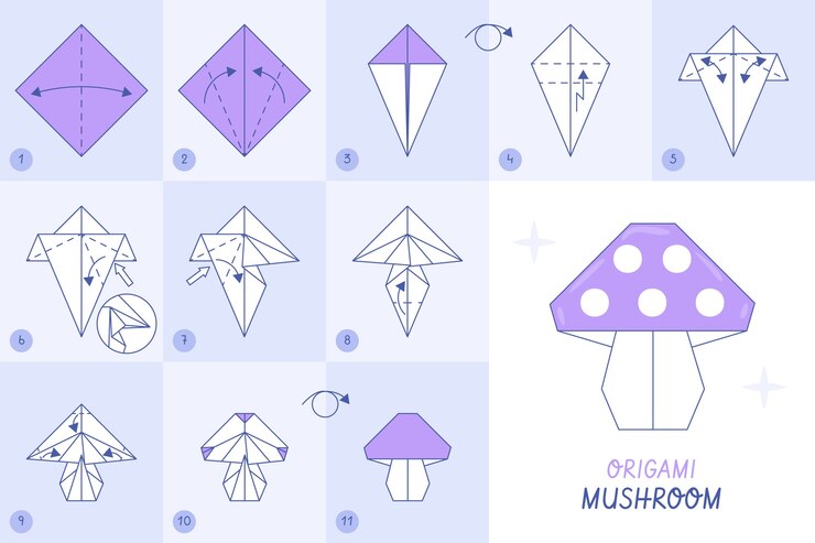 Vettore gratuito illustrazione delle istruzioni origami disegnate a mano