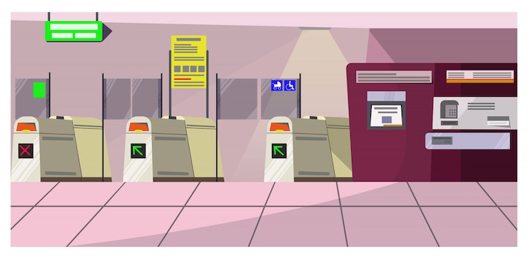 Vettore gratuito illustrazione delle porte di sicurezza dell'aeroporto