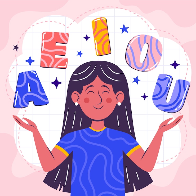 Vettore gratuito illustrazione delle vocali disegnate a mano