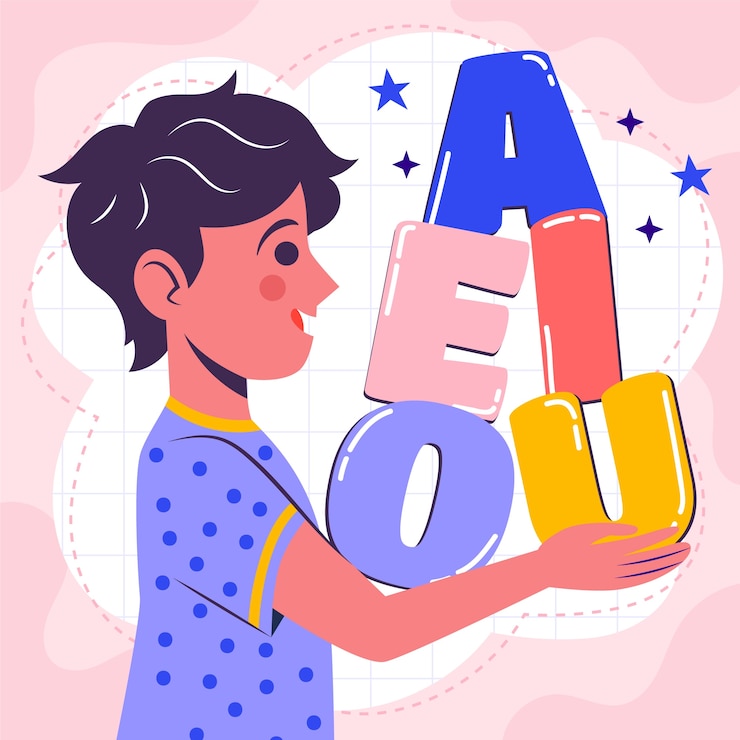 Vettore gratuito illustrazione delle vocali disegnate a mano