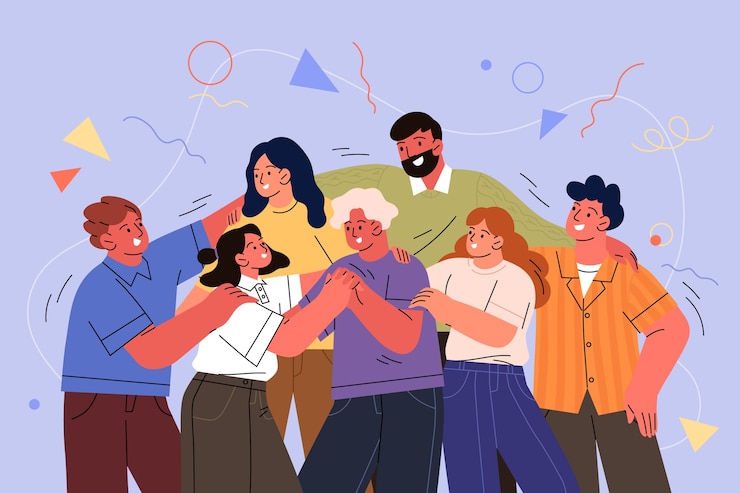 Vettore gratuito illustrazione dello spirito della comunità disegnata a mano