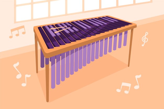 Illustrazione dello strumento marimba disegnata a mano