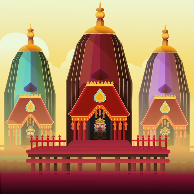 Illustrazione dettagliata di celebrazione di rath yatra
