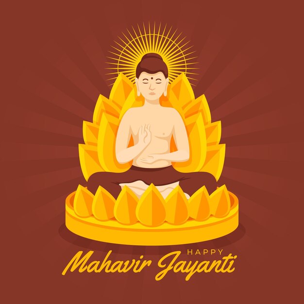 Illustrazione dettagliata di mahavir jayanti