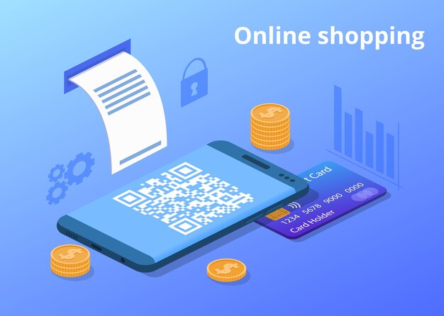 Illustrazione di acquisto di telefonia mobile online