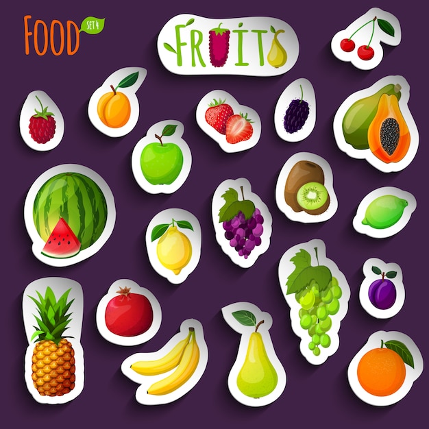 Illustrazione di adesivi di frutta fresca