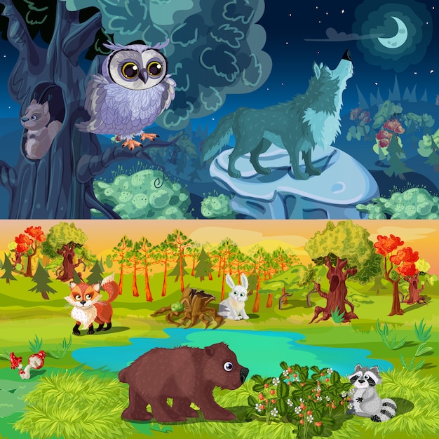 Illustrazione di animali del bosco