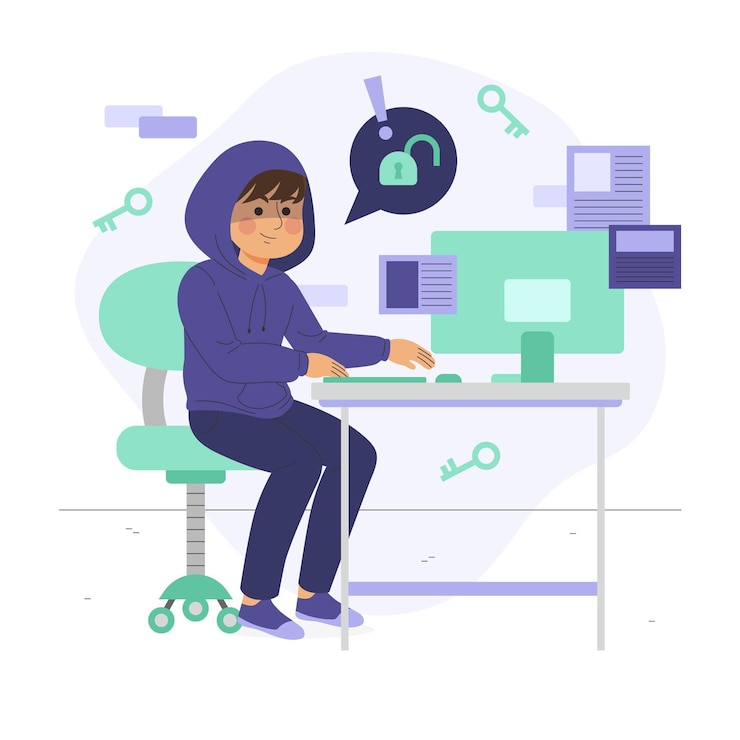 Vettore gratuito illustrazione di attività di hacker