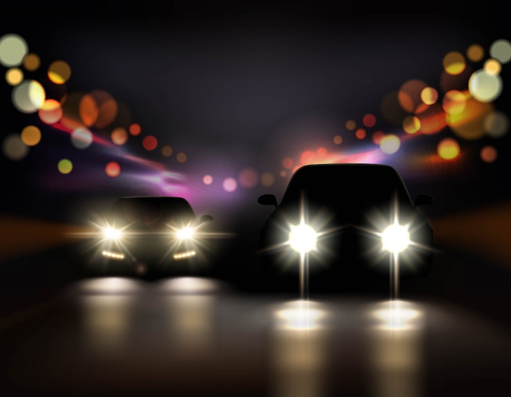 Vettore gratuito illustrazione di automobili di notte