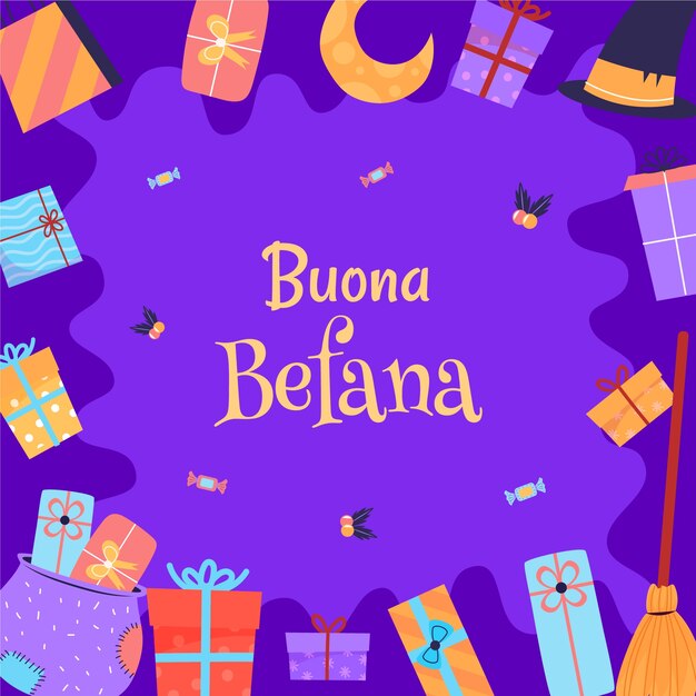 Illustrazione di befana piatta