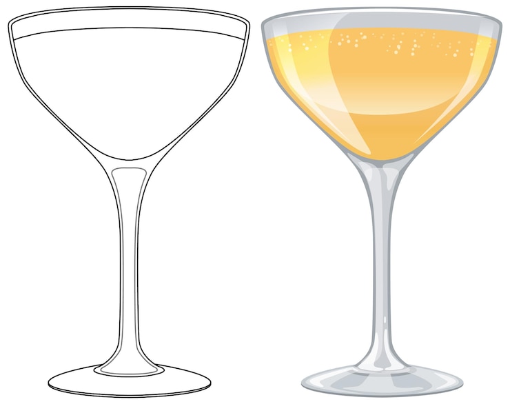 Vettore gratuito illustrazione di bicchieri da cocktail vuoti e pieni