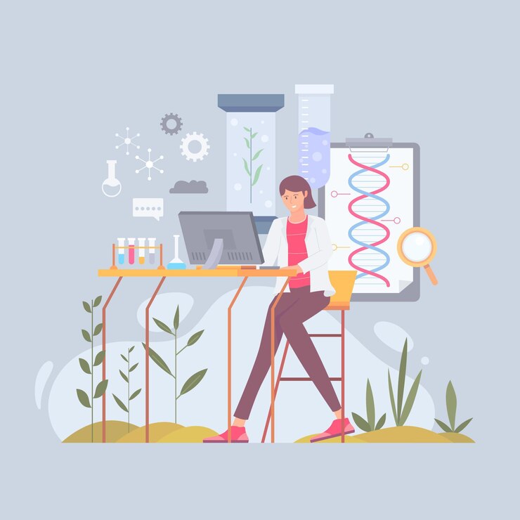 Vettore gratuito illustrazione di biotecnologia piatta
