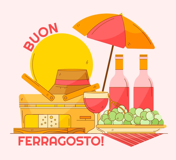 Vettore gratuito illustrazione di buon ferragosto disegnata a mano