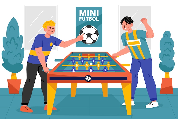 Vettore gratuito illustrazione di calcio balilla design piatto