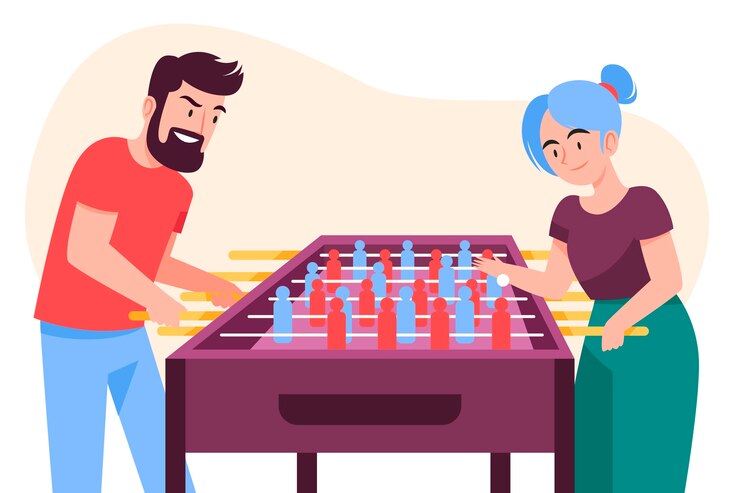 Vettore gratuito illustrazione di calcio balilla disegnato a mano