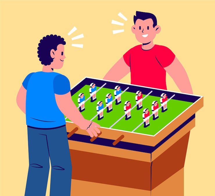 Vettore gratuito illustrazione di calcio balilla disegnato a mano