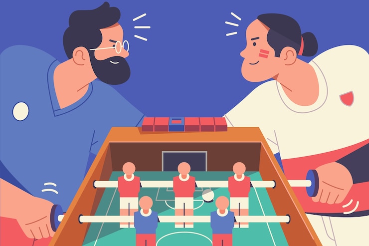 Vettore gratuito illustrazione di calcio balilla disegnato a mano