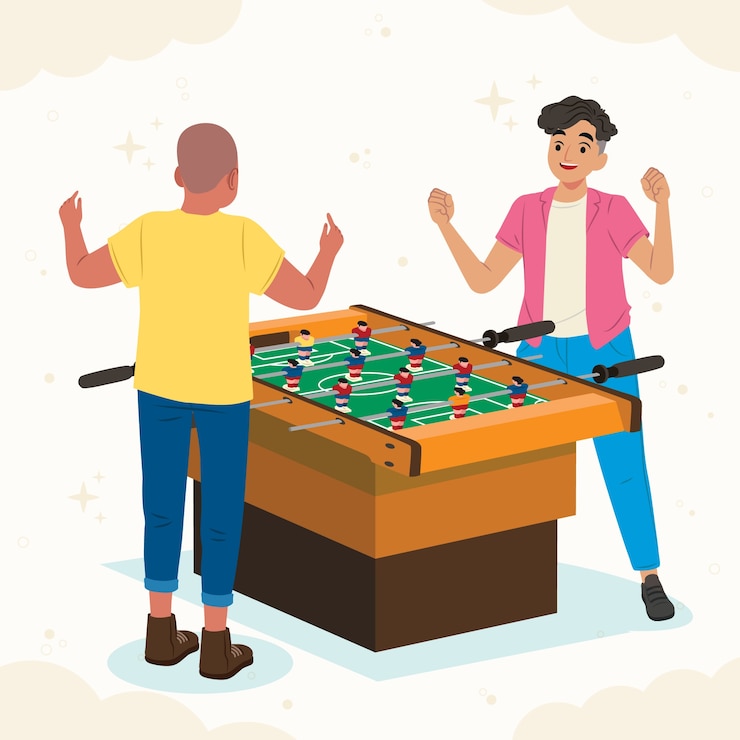 Vettore gratuito illustrazione di calcio balilla piatto