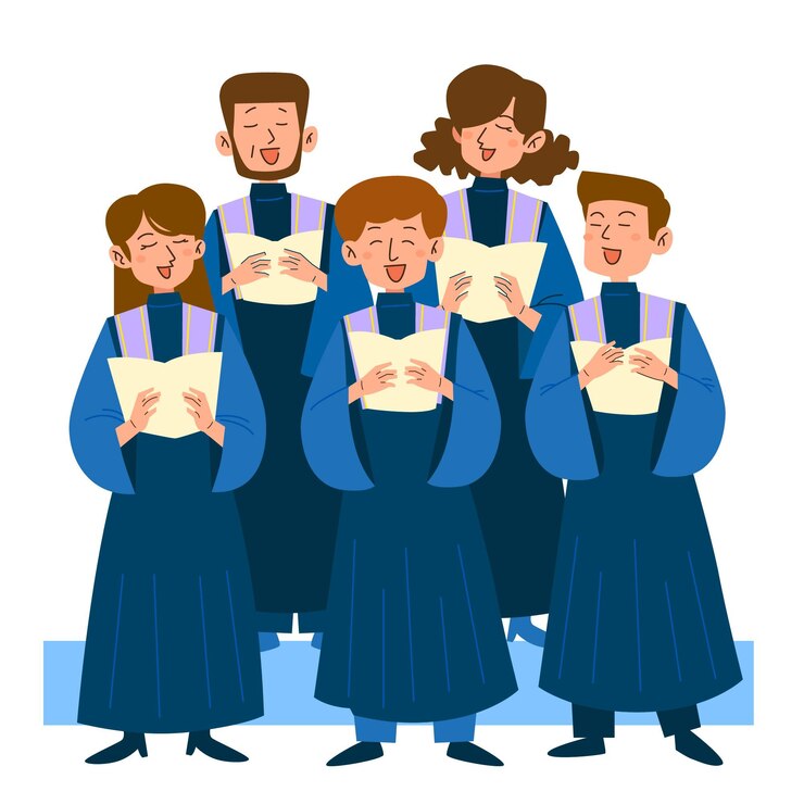 Vettore gratuito illustrazione di canto del coro gospel