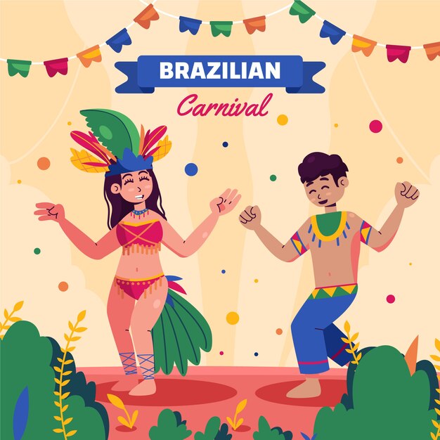 Illustrazione di carnevale brasiliano piatto